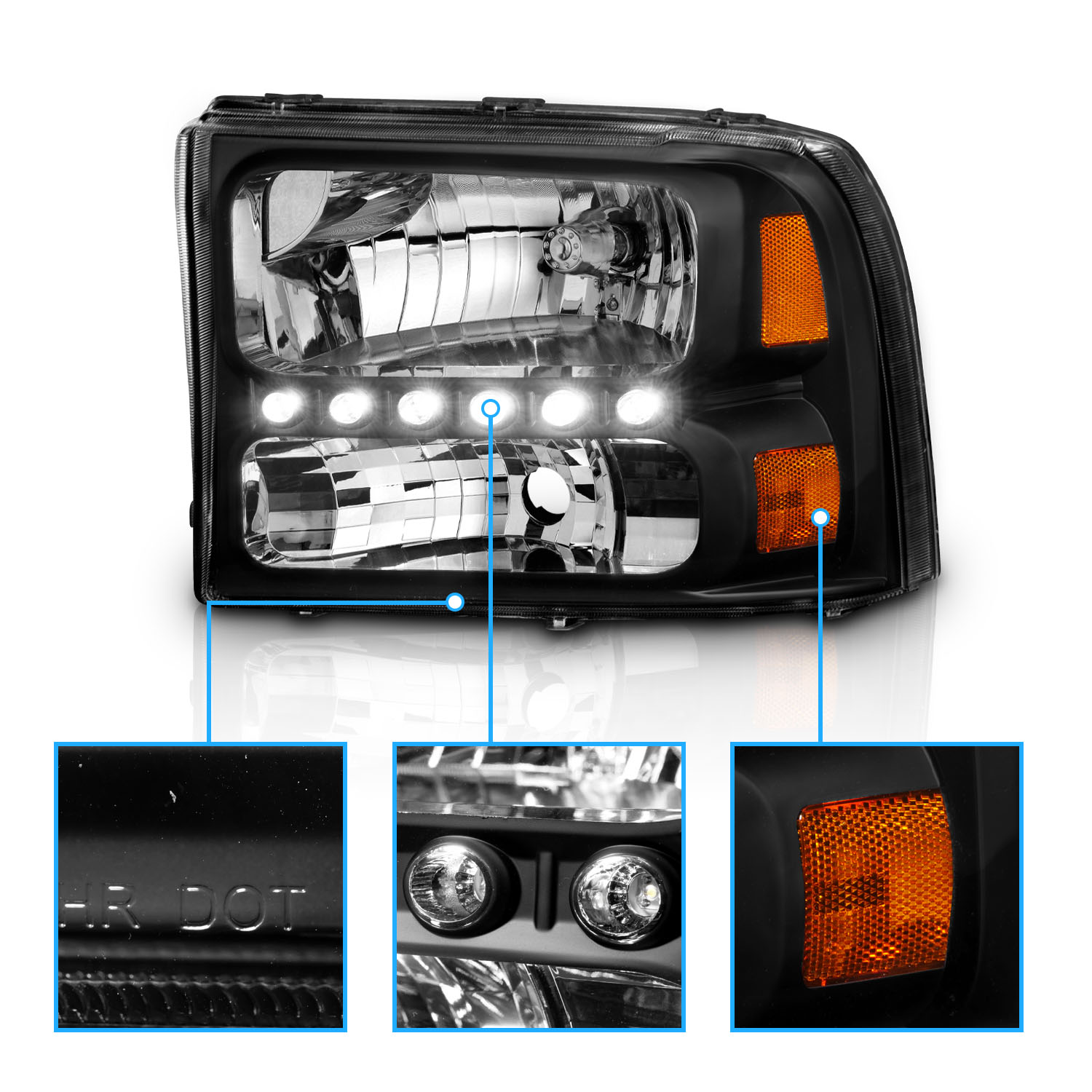 19992004 for Ford F250/F350 Superduty Excursion LED Black Harley